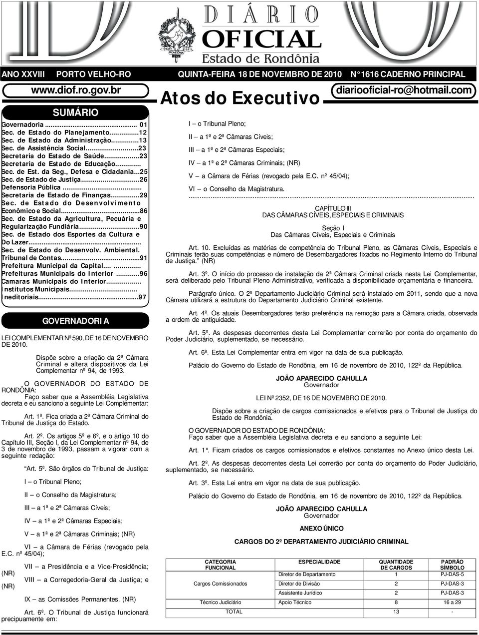 de Estado do Desenvolvimento Econômico e Social...86 Sec. de Estado da Agricultura, Pecuária e Regularização Fundiária...90 Sec. de Estado dos Esportes da Cultura e Do Lazer... Sec. de Estado do Desenvolv.