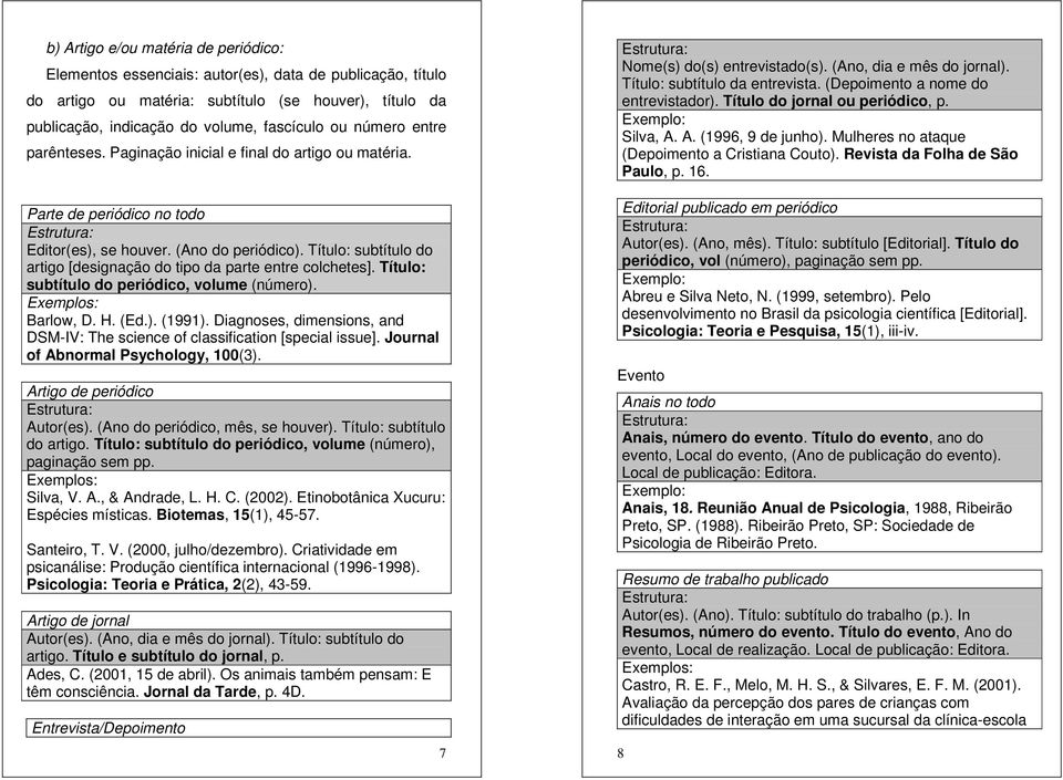 Título: subtítulo do artigo [designação do tipo da parte entre colchetes]. Título: subtítulo do periódico, volume (número). Barlow, D. H. (Ed.). (1991).