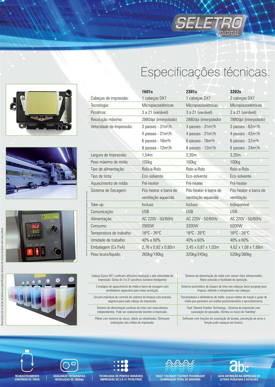 altíssima resolução e alta velocidade de impressão.