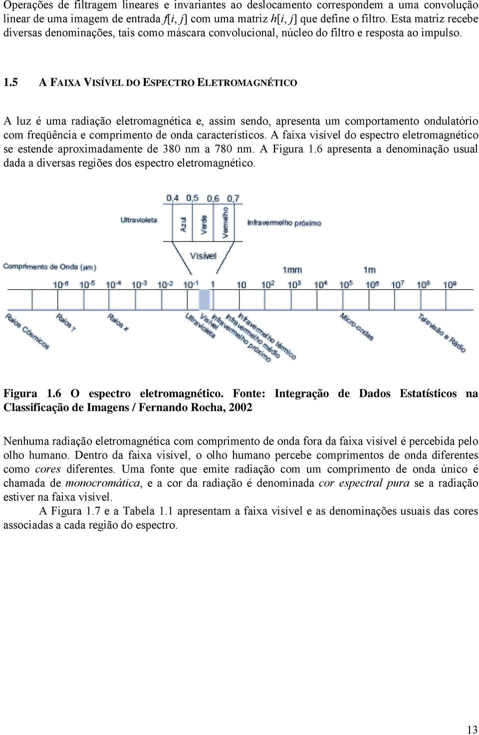 .5 A FAIXA VISÍVEL DO ESPECTRO ELETROMAGNÉTICO A luz é uma radiação eletromagnética e, assim sendo, apresenta um comportamento ondulatório com freqüência e comprimento de onda característicos.