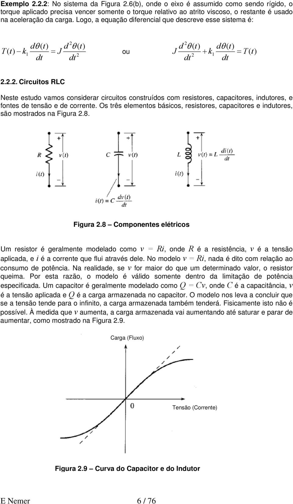 O rê lmno báico, rior, capacior induor, ão morado na Figura.8. Figura.8 Componn lérico Um rior é gralmn modlado como v i, ond é a riência, v é a não aplicada, i é a corrn qu flui aravé dl.