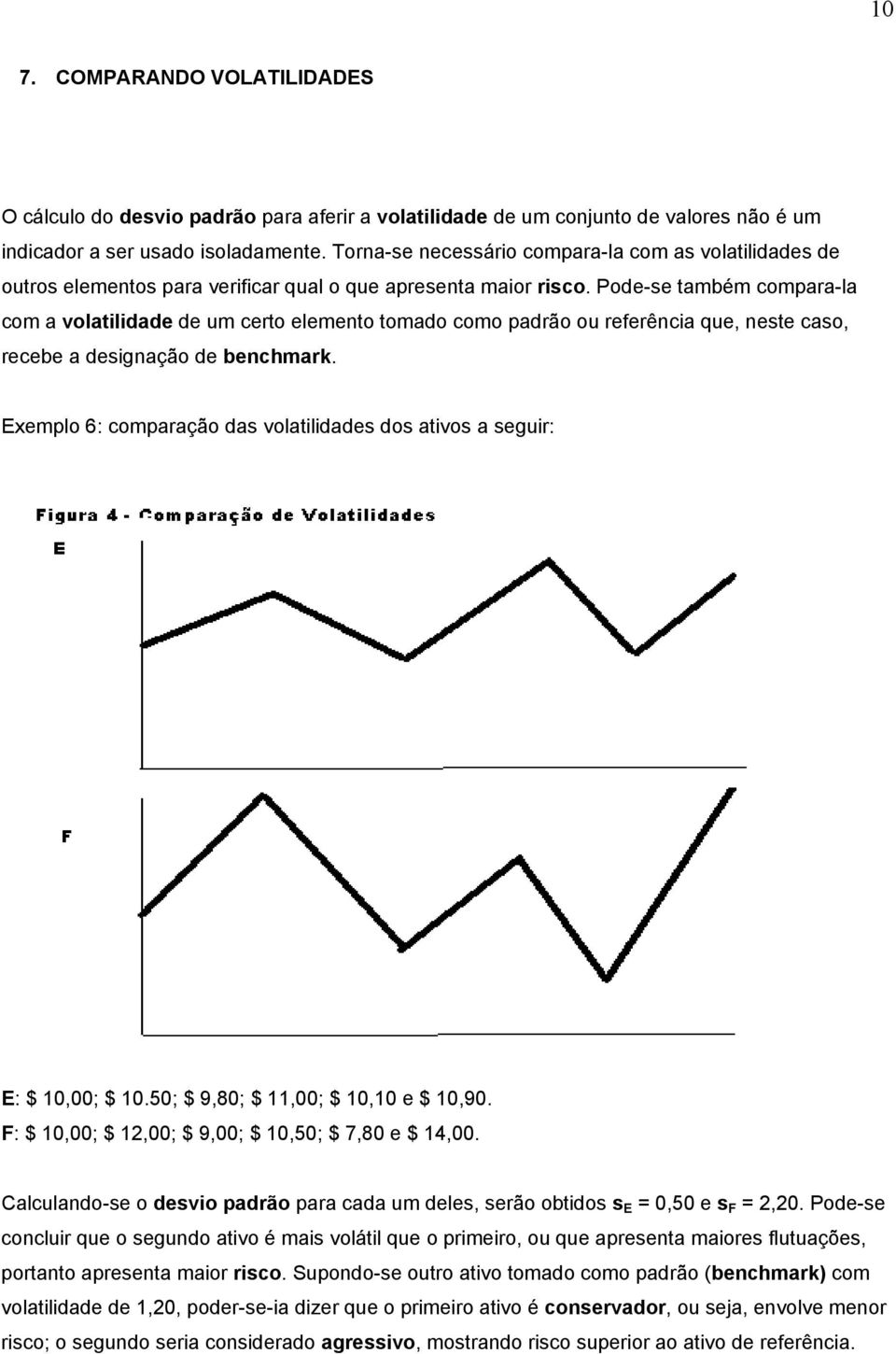 Pode-se também compara-la com a volatilidade de um certo elemento tomado como padrão ou referência que, neste caso, recebe a designação de benchmark.