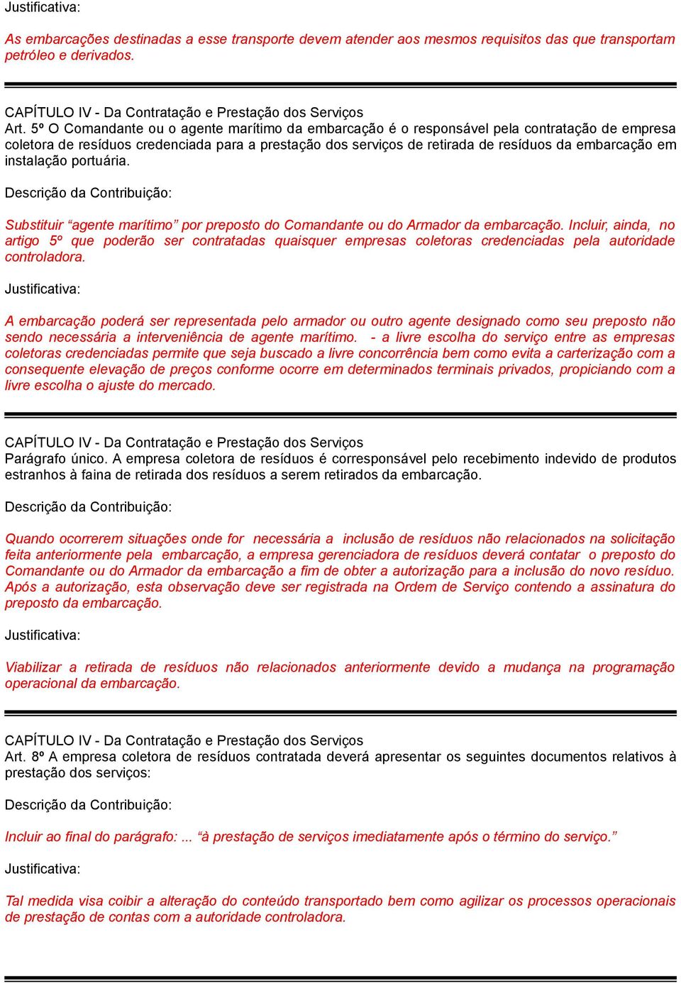 instalação portuária. Substituir agente marítimo por preposto do Comandante ou do Armador da embarcação.