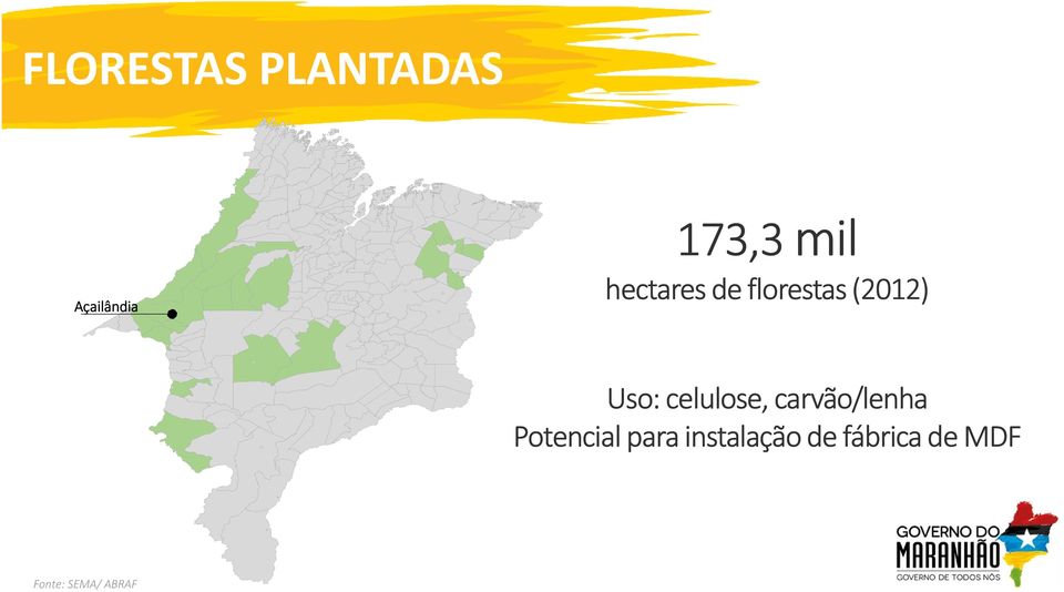 Uso: celulose, carvão/lenha Potencial