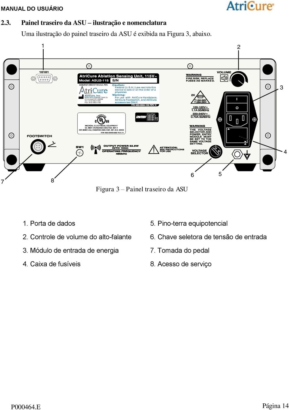 Pino-terra equipotencial 2. Controle de volume do alto-falante 6.