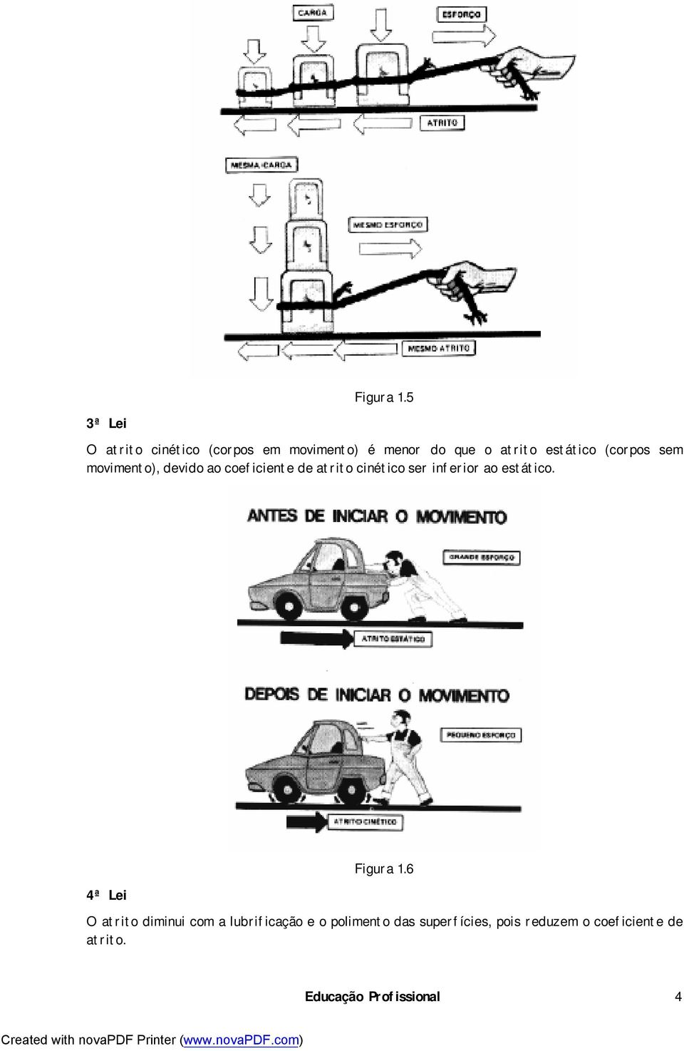 (corpos sem movimento), devido ao coeficiente de atrito cinético ser inferior ao