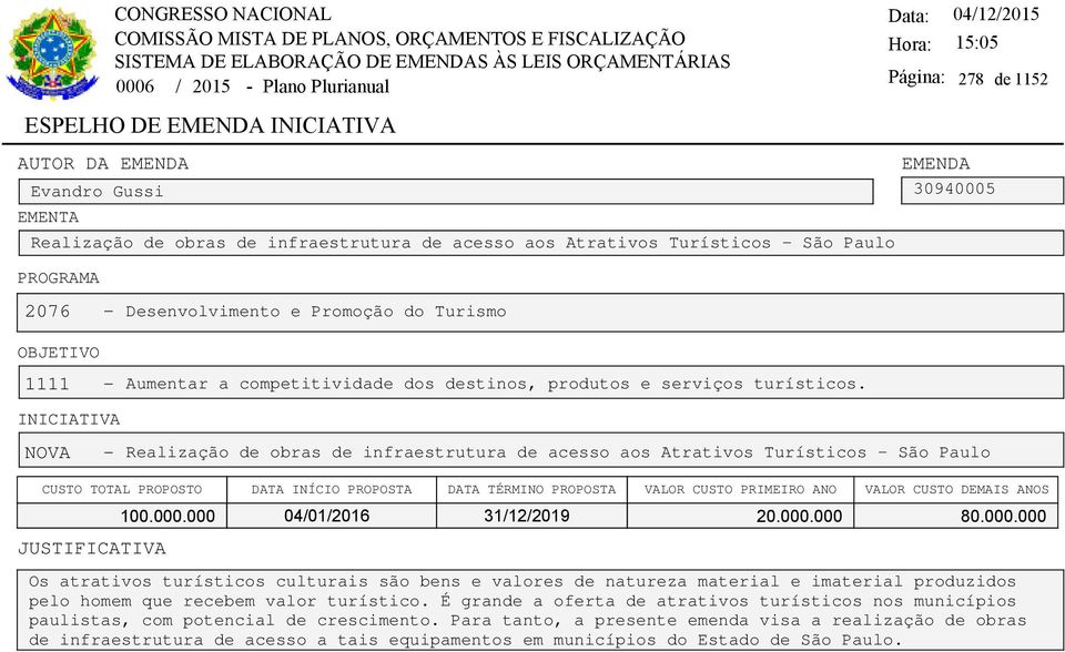 NOVA - Realização de obras de infraestrutura de acesso aos Atrativos Turísticos - São Paulo 100.000.