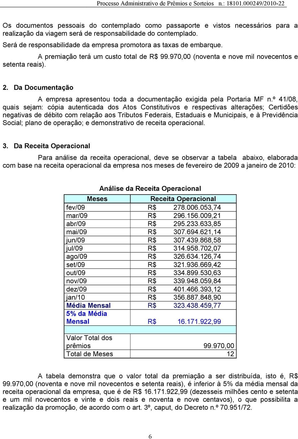 Da Documentação A empresa apresentou toda a documentação exigida pela Portaria MF n.