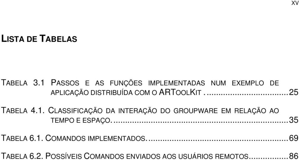 ARTOOLKIT.... 25 TABELA 4.1.