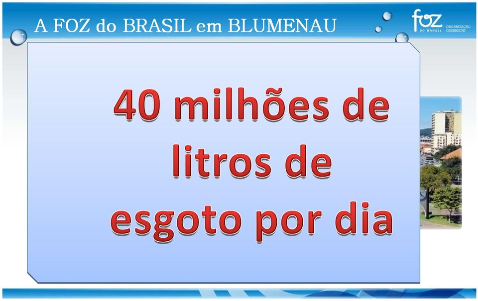 Cliente: População de Blumenau Modalidade de Contrato: Concessão de Esgoto 35 anos (até 2045) Investimentos : R$ 322 milhões Situação atual A