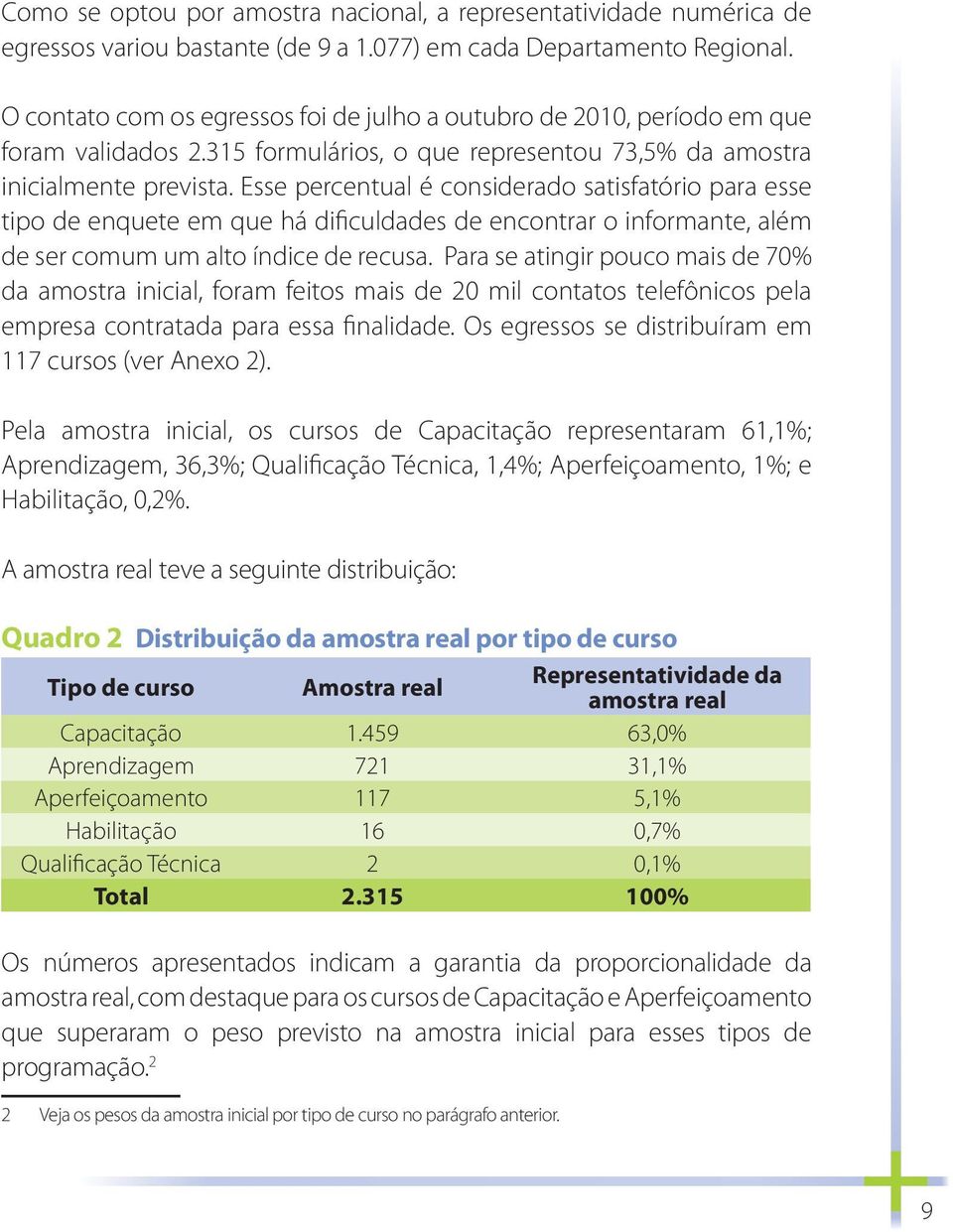 Esse percentual é considerado satisfatório para esse tipo de enquete em que há dificuldades de encontrar o informante, além de ser comum um alto índice de recusa.