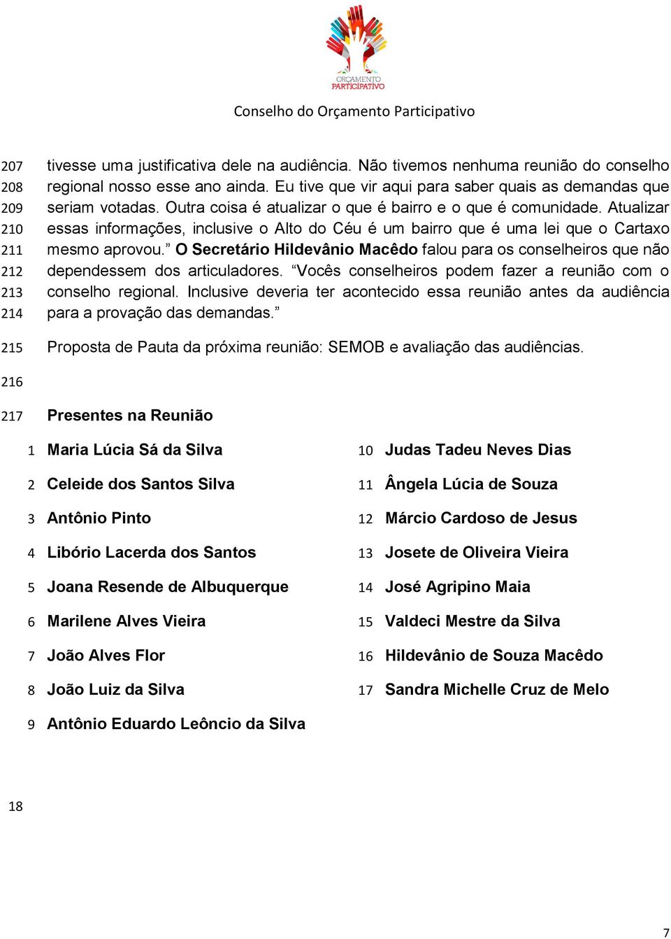 Atualizar essas informações, inclusive o Alto do Céu é um bairro que é uma lei que o Cartaxo mesmo aprovou.