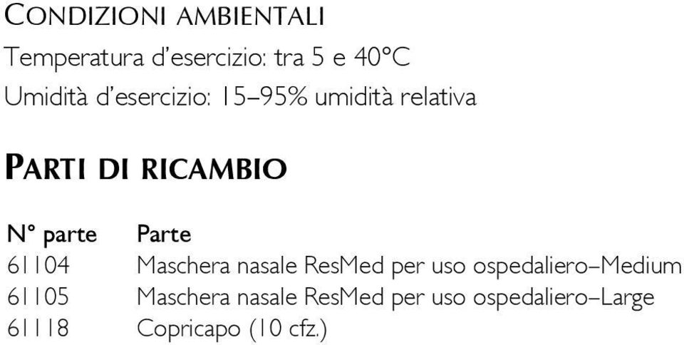 61104 Maschera nasale ResMed per uso ospedaliero Medium 61105