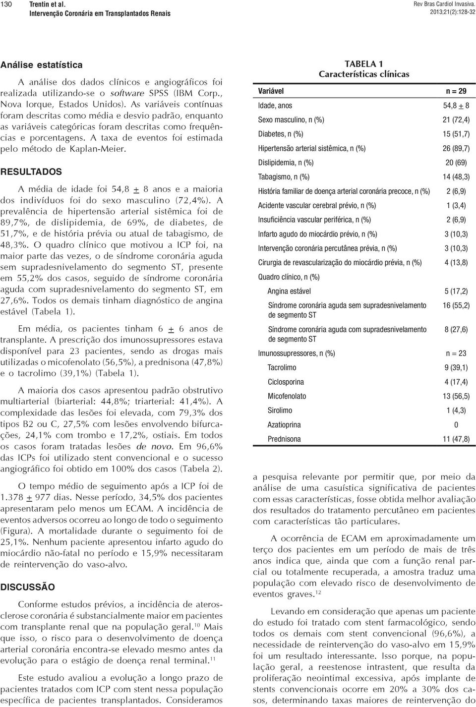 A taxa de eventos foi estimada pelo método de Kaplan-Meier. RESULTADOS A média de idade foi 54,8 + 8 anos e a maioria dos indivíduos foi do sexo masculino (72,4%).