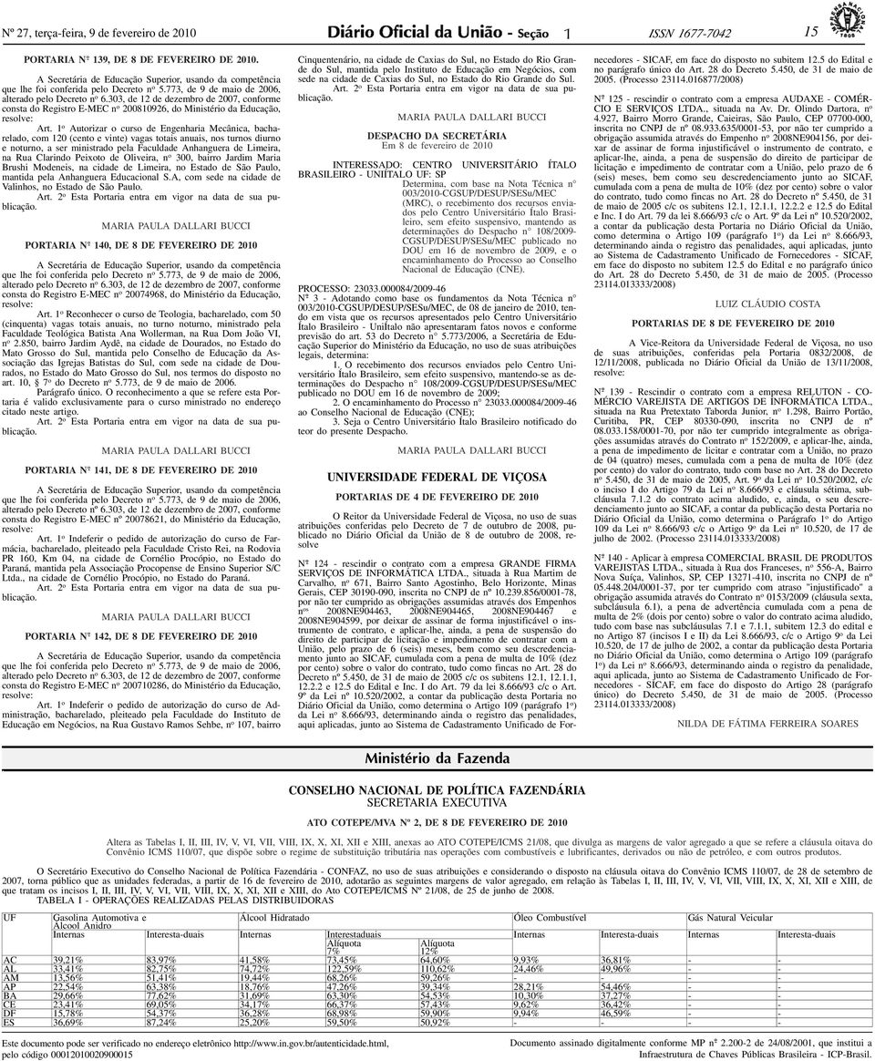 303, de 12 de dezembro de 2007, conforme consta do Registro E-MEC n o 200810926, do Ministério da Educação, resolve: Art.