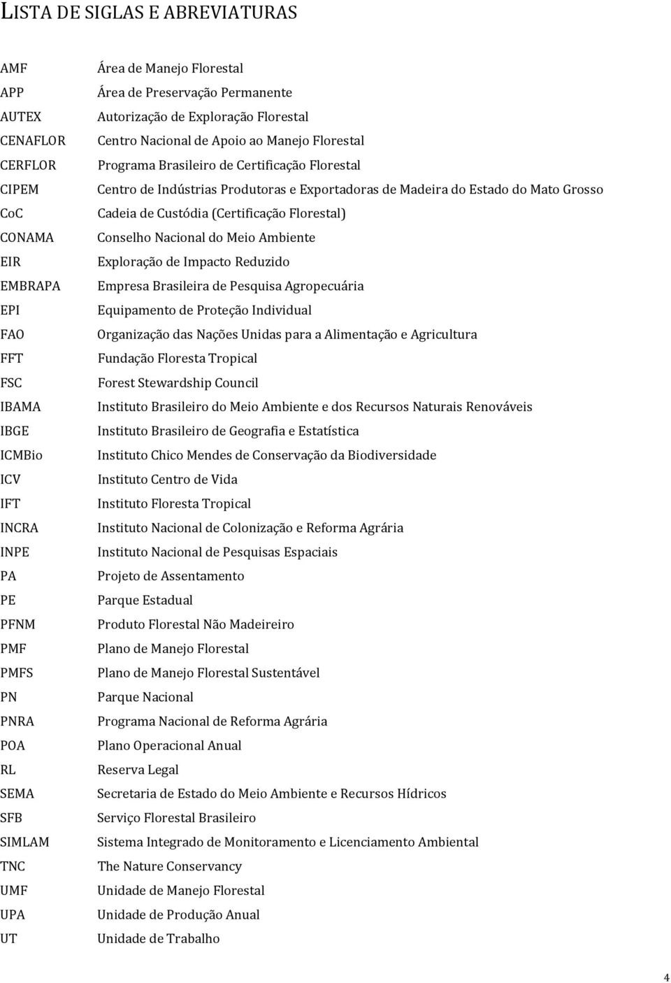 Centro de Indústrias Produtoras e Exportadoras de Madeira do Estado do Mato Grosso Cadeia de Custódia (Certificação Florestal) Conselho Nacional do Meio Ambiente Exploração de Impacto Reduzido