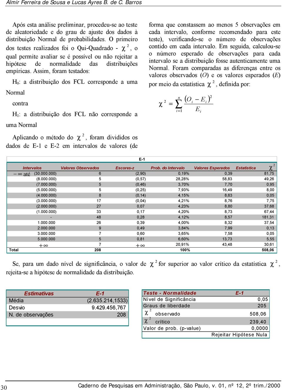 Assim, foram testados: H 0 : a distribuição dos FCL corresponde a uma Normal contra H 1 : a distribuição dos FCL não corresponde a uma Normal forma que constassem ao menos 5 observações em cada