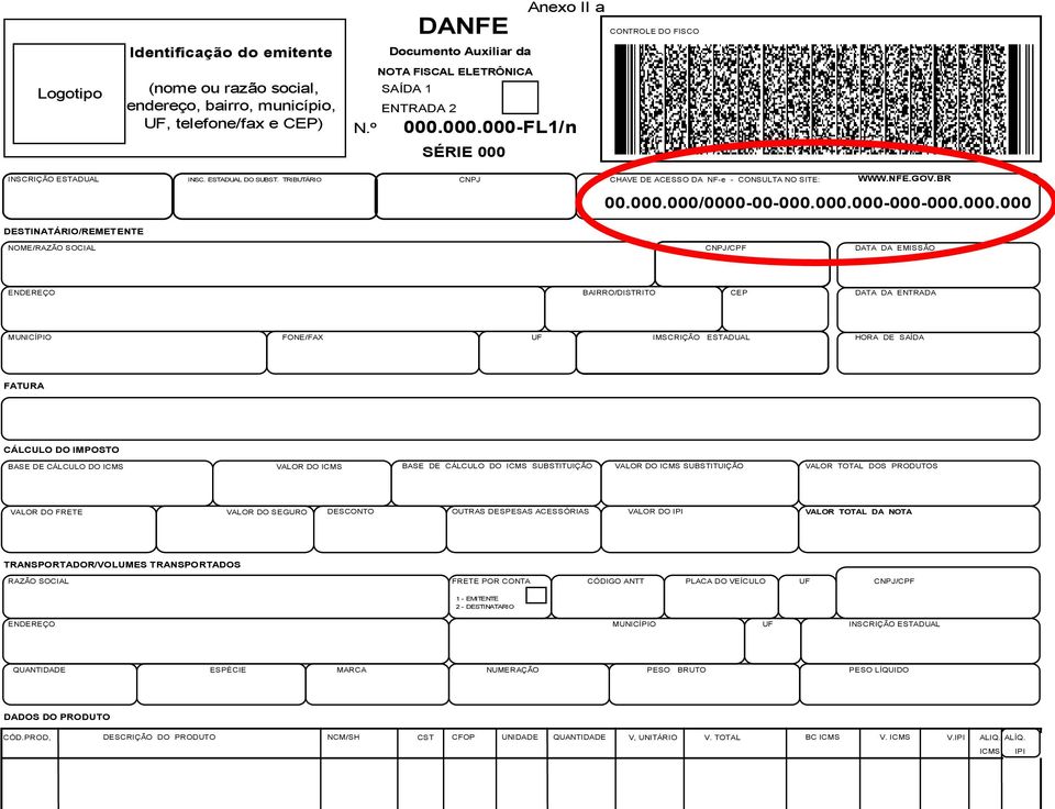 TRIBUTÁRIO CNPJ CHAVE DE ACESSO DA NF-e - CONSULTA NO SITE: WWW.NFE.GOV.BR 00.000.