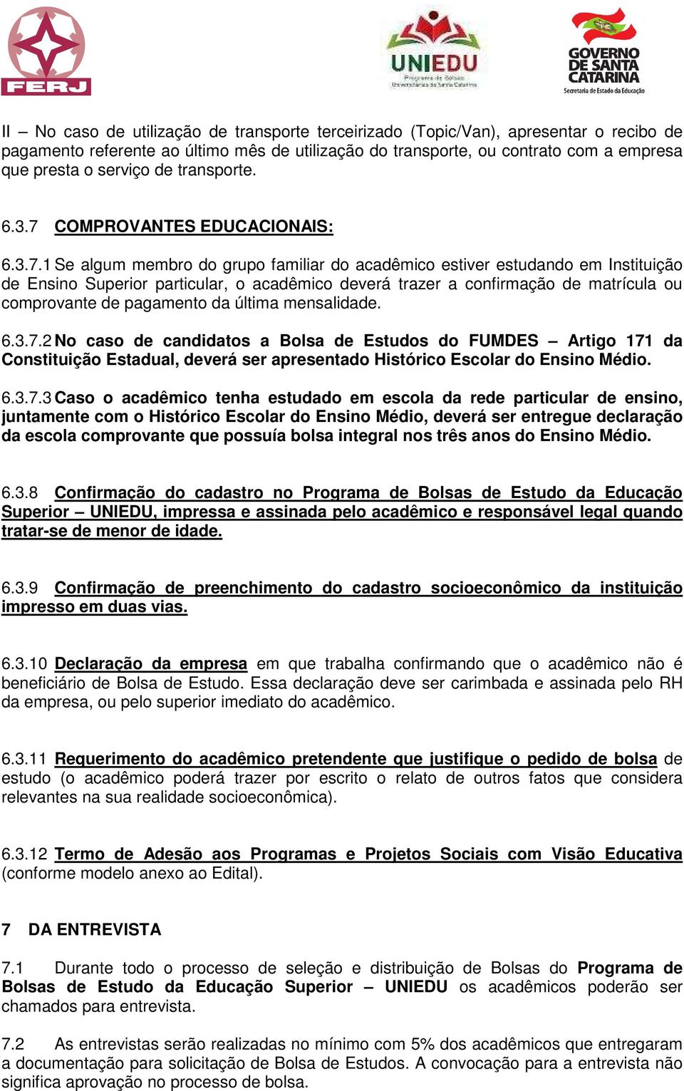 COMPROVANTES EDUCACIONAIS: 6.3.7.