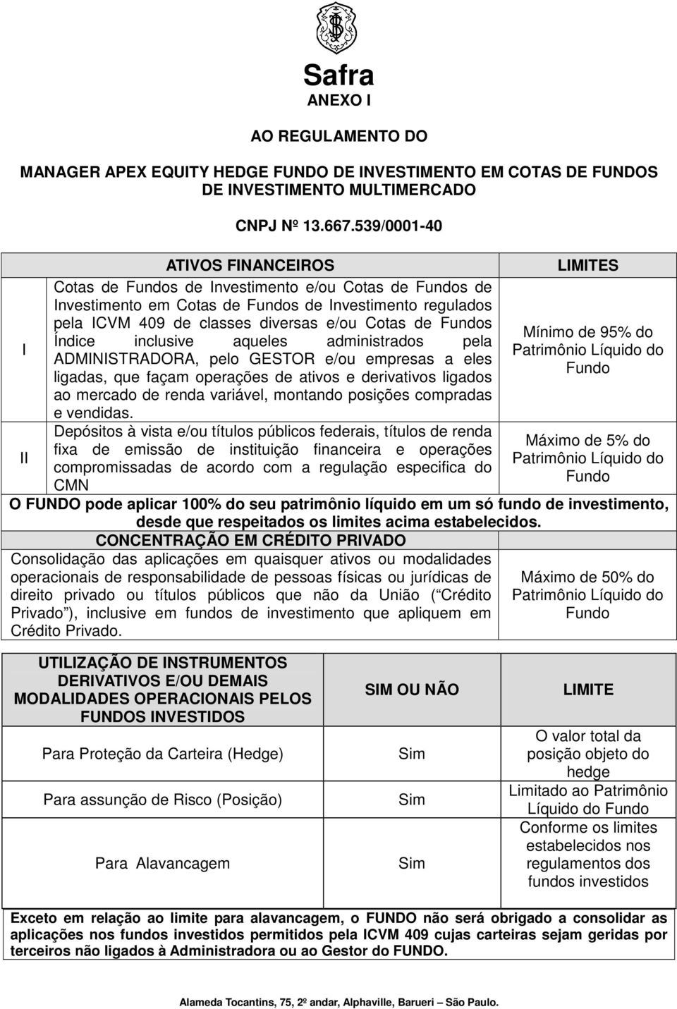 de Fundos Mínimo de 95% do Índice inclusive aqueles administrados pela I Patrimônio Líquido do ADMINISTRADORA, pelo GESTOR e/ou empresas a eles Fundo ligadas, que façam operações de ativos e