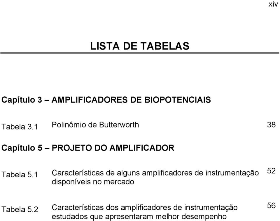 1 Características de alguns amplificadores de instrumentação disponíveis no mercado 52