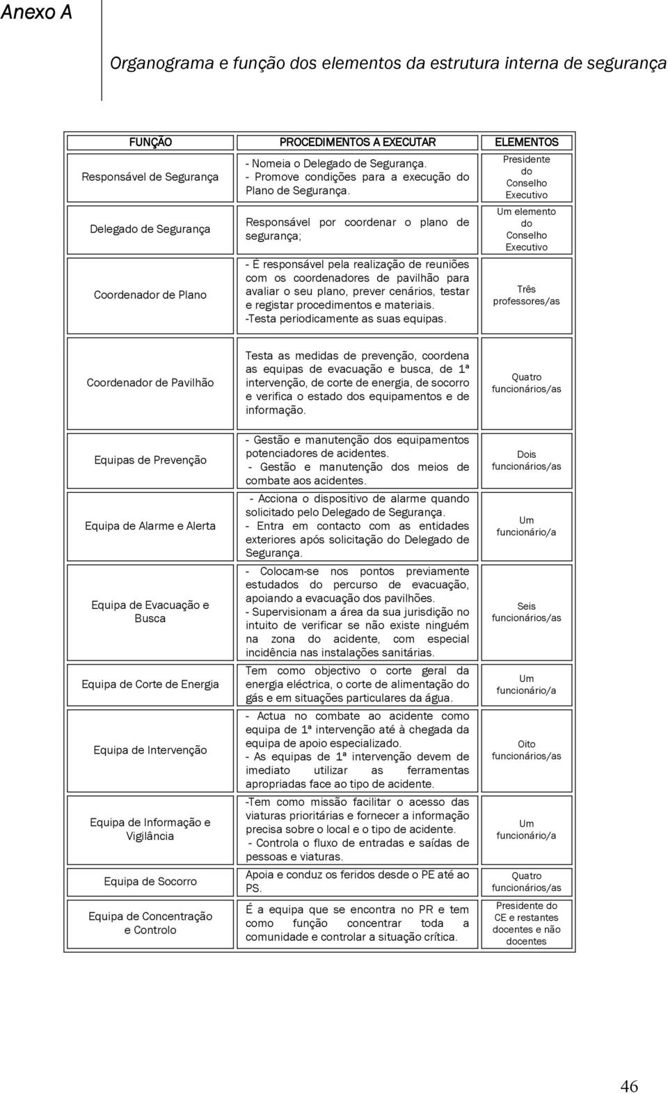 Responsável por coordenar o plano de segurança; - É responsável pela realização de reuniões com os coordenadores de pavilhão para avaliar o seu plano, prever cenários, testar e registar procedimentos