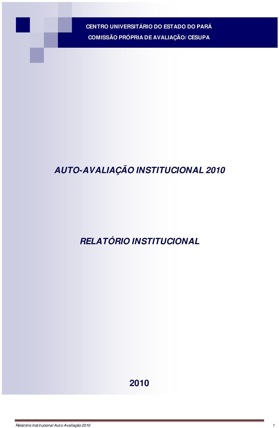 AUTO-AVALIAÇÃO INSTITUCIONAL 2010 RELATÓRIO