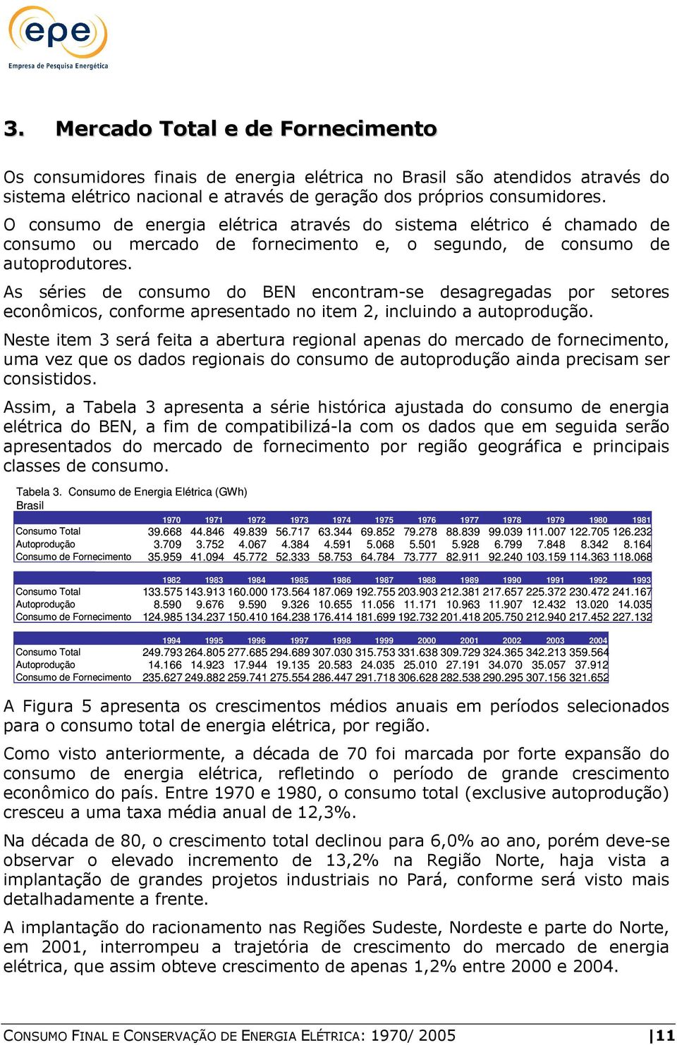 As séries de consumo do BEN encontram-se desagregadas por setores econômicos, conforme apresentado no item 2, incluindo a autoprodução.