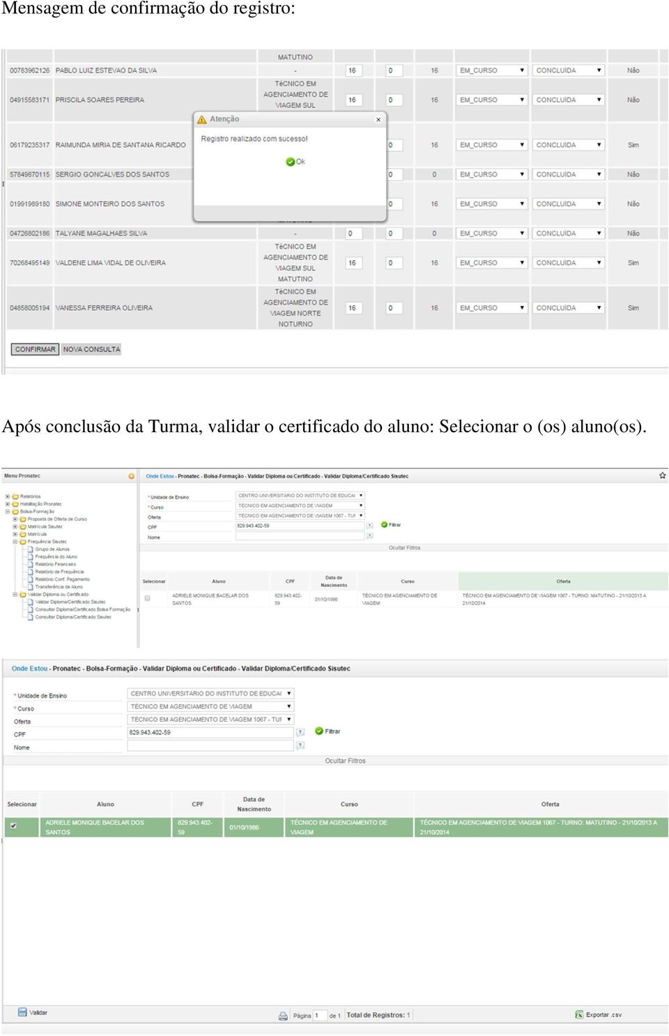 Turma, validar o certificado