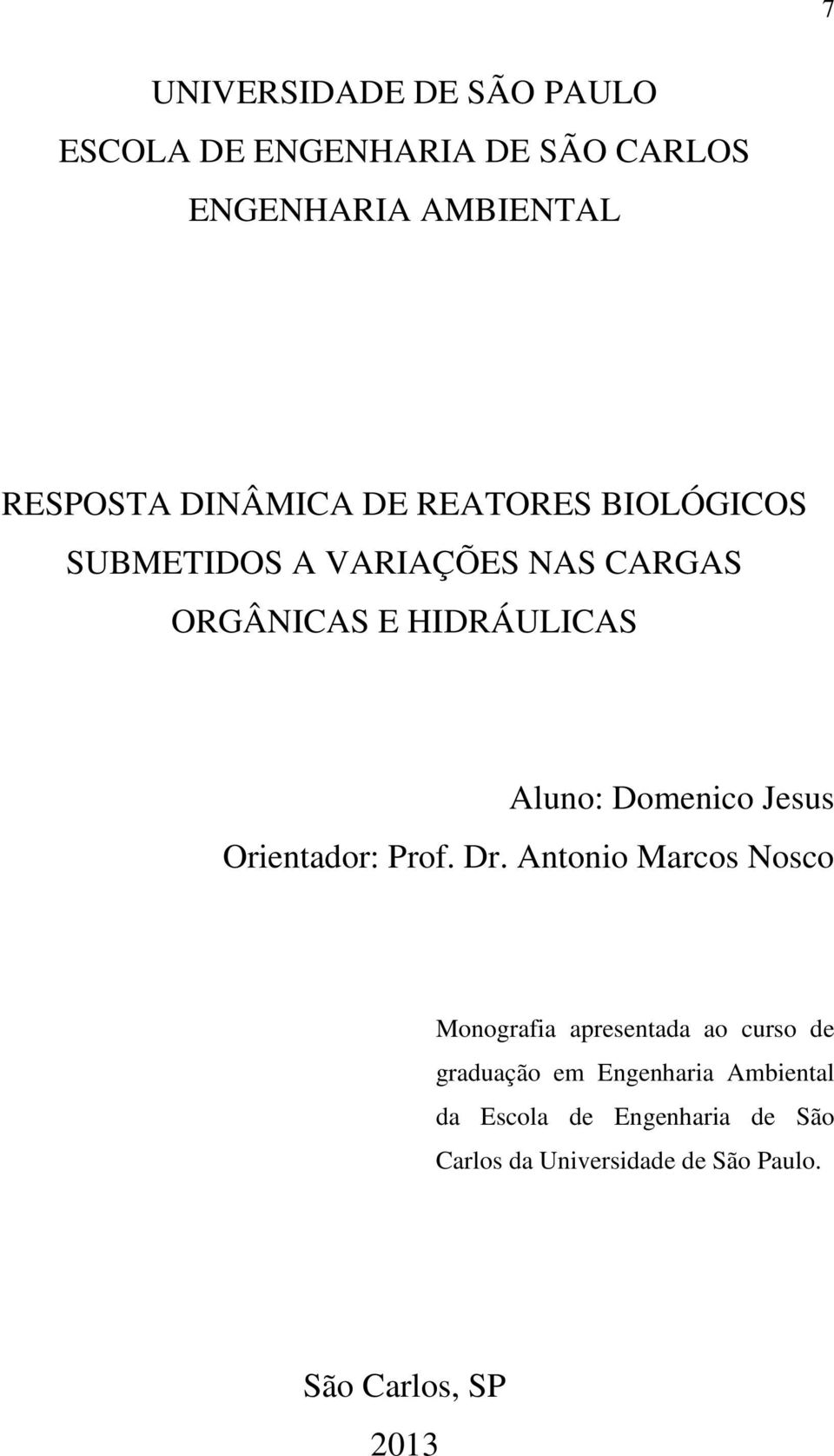 Domenico Jesus Orientador: Prof. Dr.