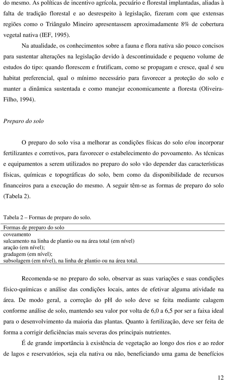 apresentassem aproximadamente 8% de cobertura vegetal nativa (IEF, 1995).