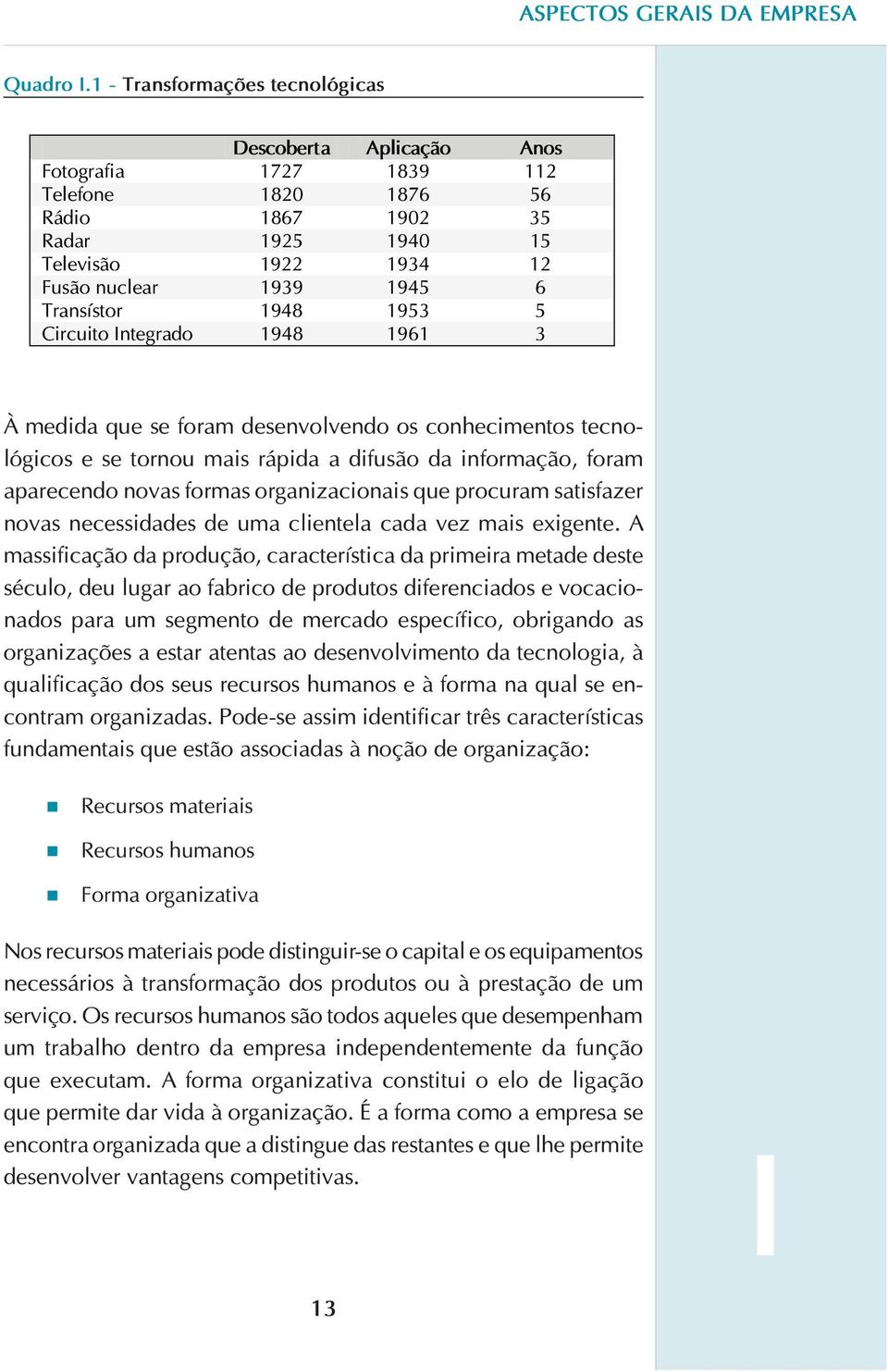 Transformações tecnológicas Descoberta Aplicação Anos Fotografia 1727 1839 112 Telefone 1820 1876 56 Rádio 1867 1902 35 Radar 1925 1940 15 Televisão 1922 1934 12 Fusão nuclear 1939 1945 6 Transístor