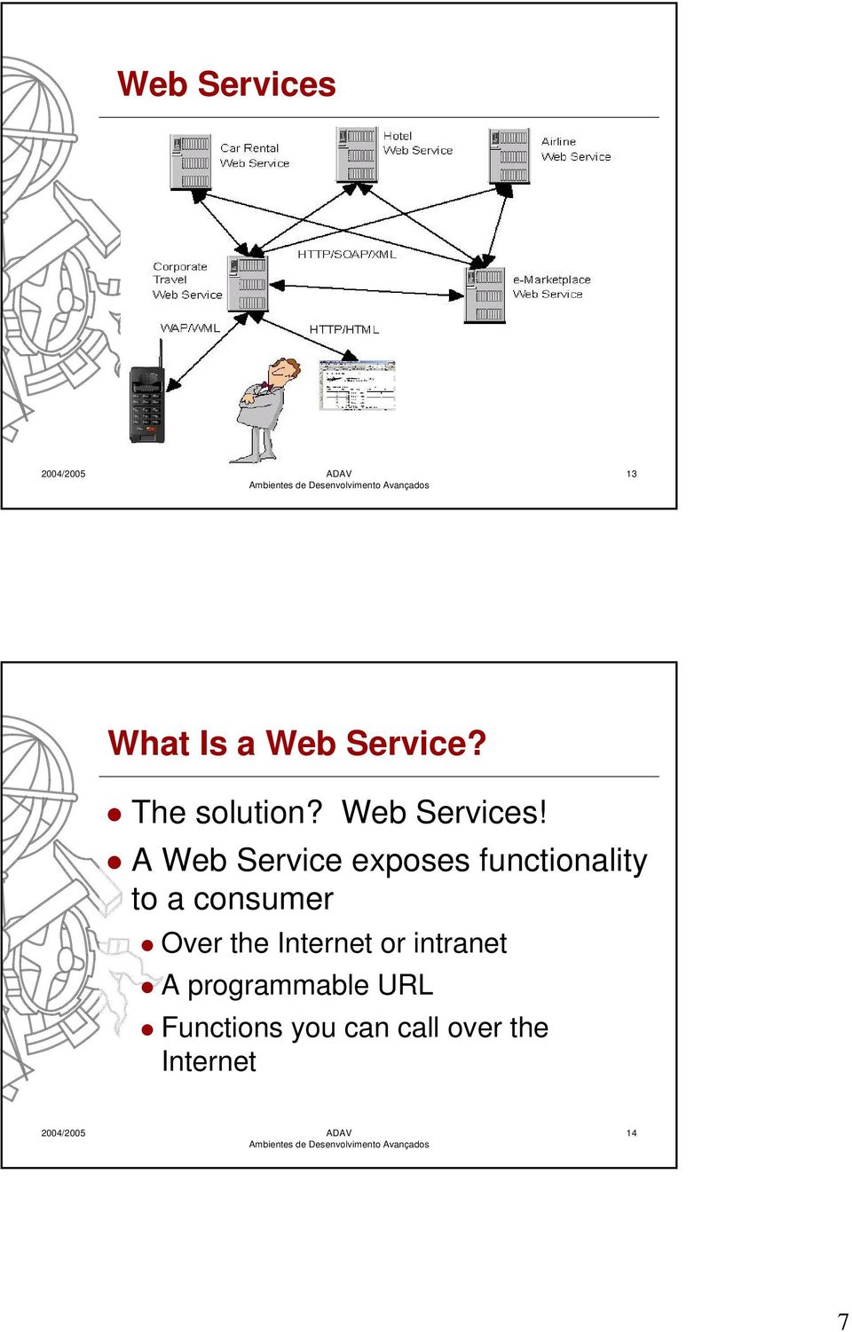 A Web Service exposes functionality to a consumer
