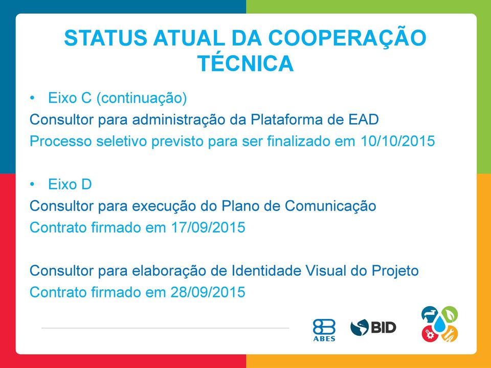 Eixo D Consultor para execução do Plano de Comunicação Contrato firmado em 17/09/2015