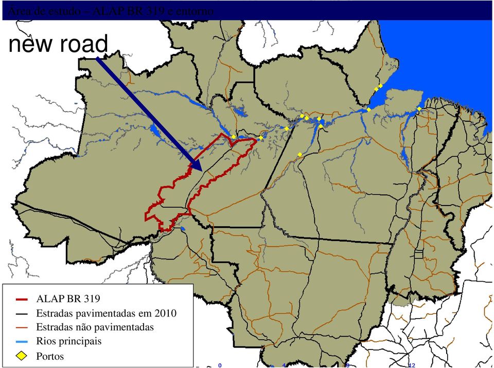 Estradas pavimentadas em 2010