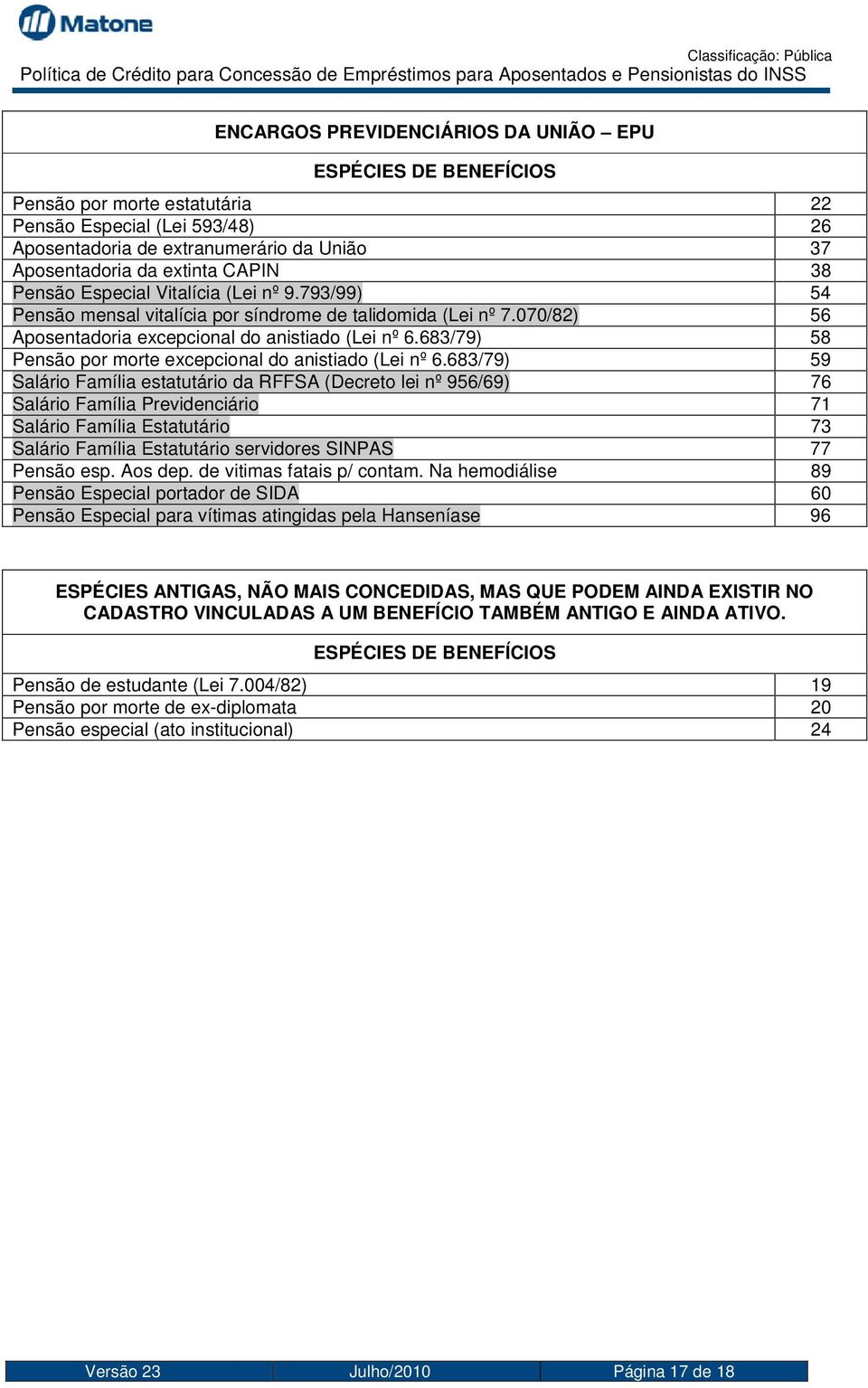 683/79) 58 Pensão por morte excepcional do anistiado (Lei nº 6.