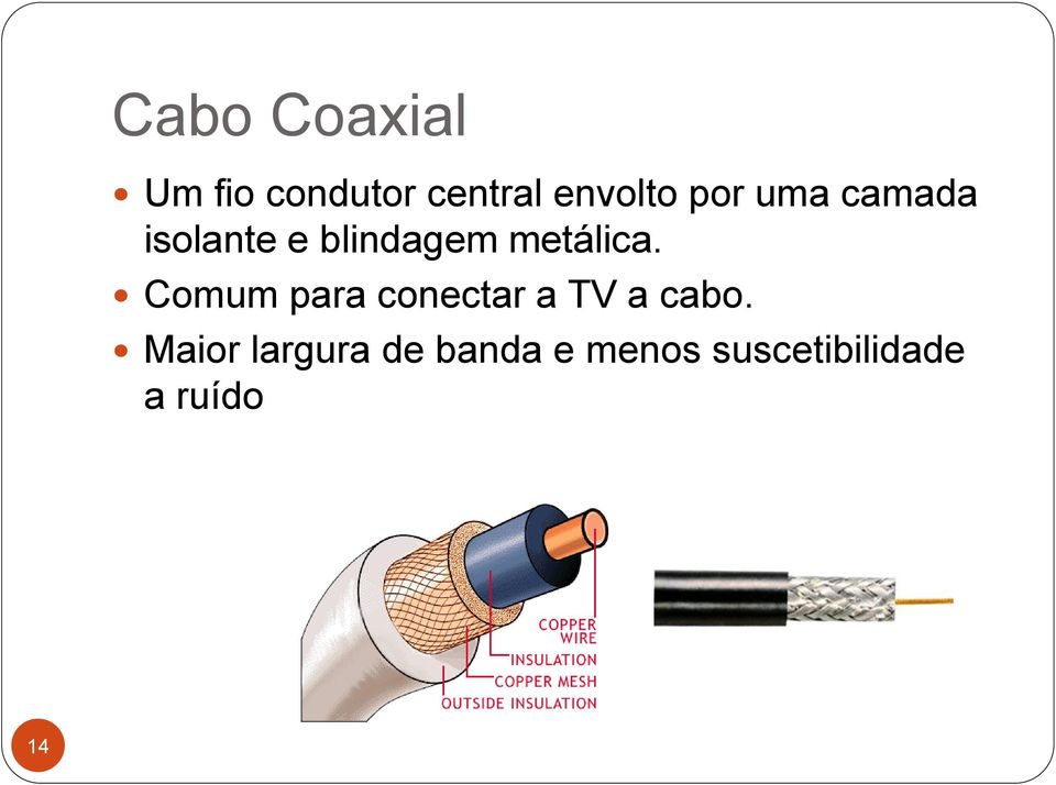 Comum para conectar a TV a cabo.