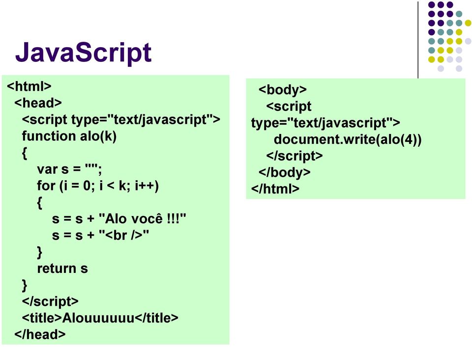 !!" s = s + "<br />" } return s } </script> <title>alouuuuuu</title>