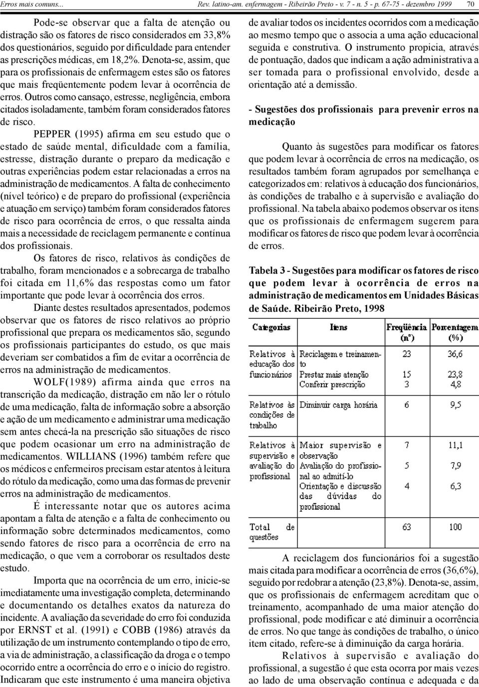 Outros como cansaço, estresse, negligência, embora citados isoladamente, também foram considerados fatores de risco.