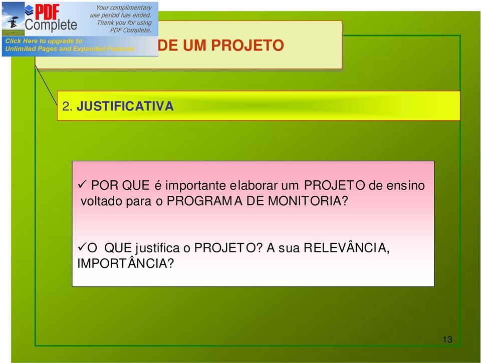 PROJETO de ensino voltado para o PROGRAM A DE