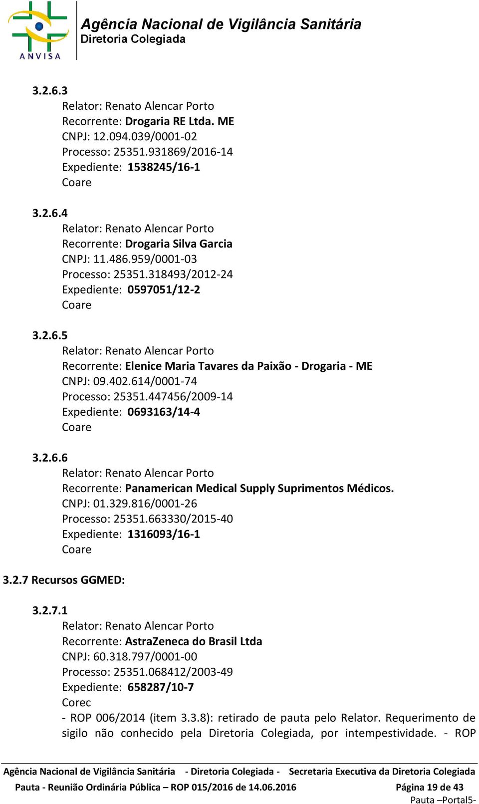 614/0001-74 Processo: 25351.447456/2009-14 Expediente: 0693163/14-4 3.2.6.6 Relator: Renato Alencar Porto Recorrente: Panamerican Medical Supply Suprimentos Médicos. CNPJ: 01.329.