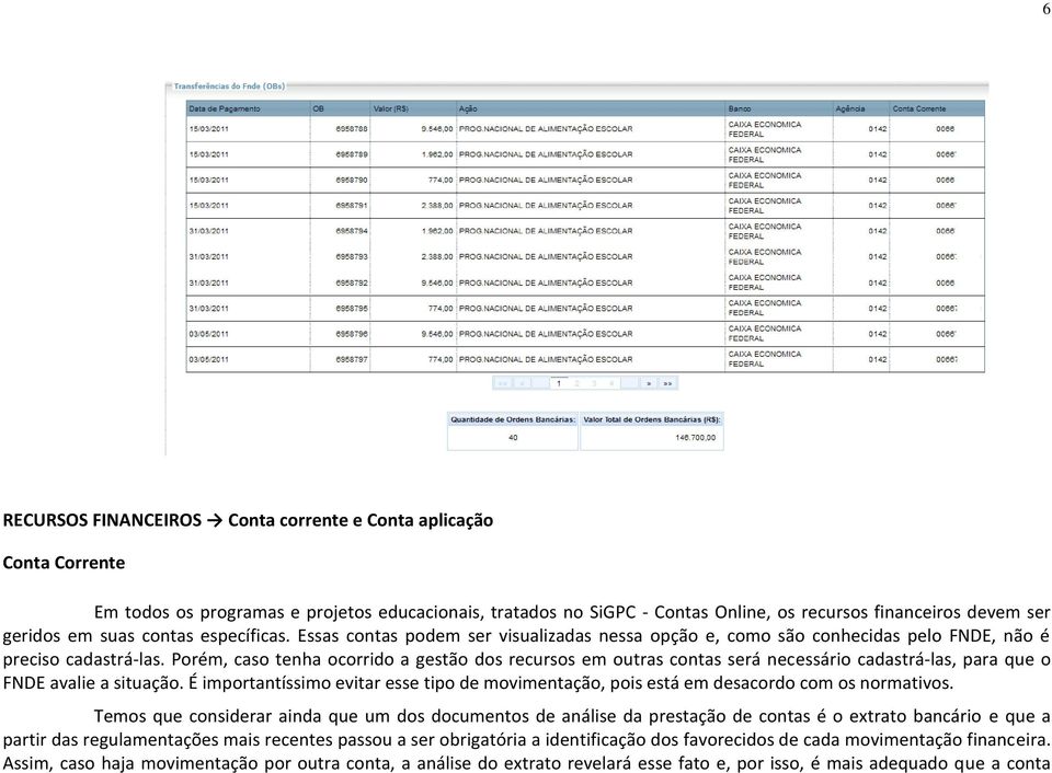 Porém, caso tenha ocorrido a gestão dos recursos em outras contas será necessário cadastrá-las, para que o FNDE avalie a situação.