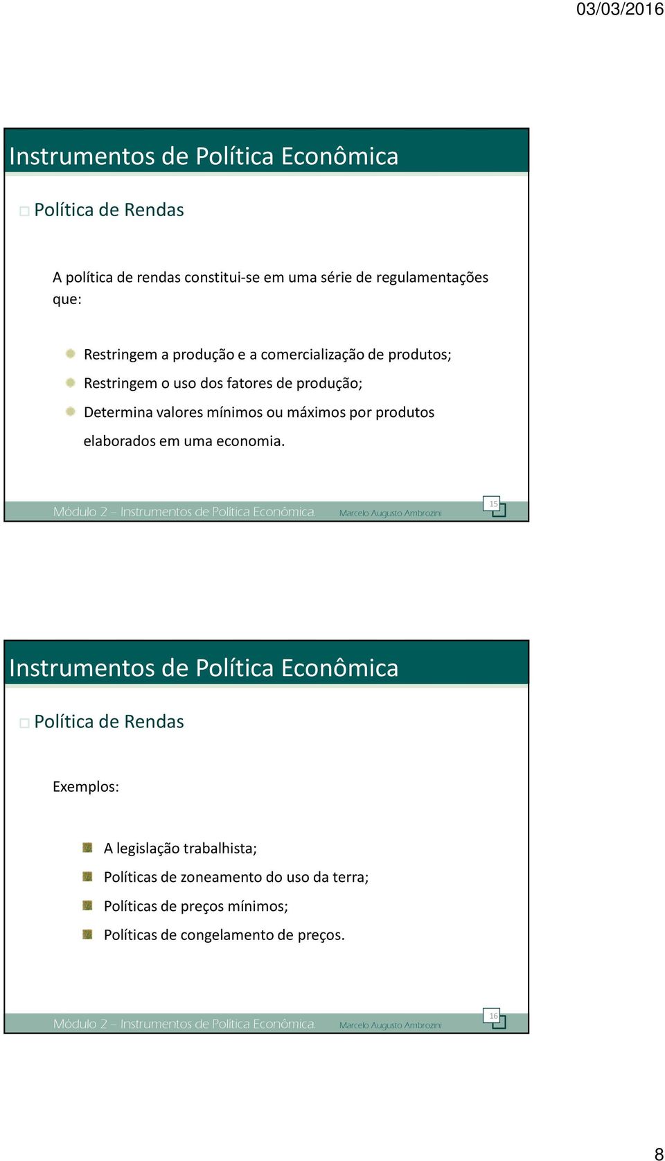 elaborados em uma economia. Módulo 2.