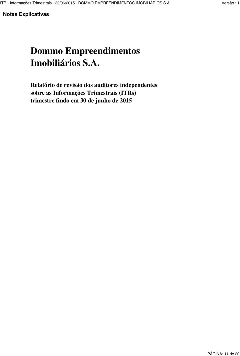 Relatório de revisão dos auditores independentes