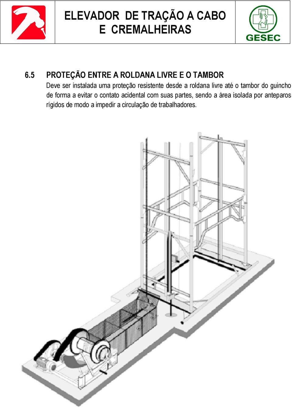 forma a evitar o contato acidental com suas partes, sendo a área