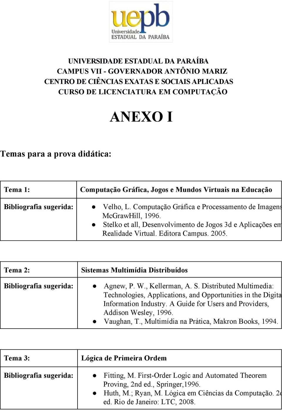 Stelko et all, Desenvolvimento de Jogos 3d e Aplicações em Realidade Virtual. Editora Campus. 2005. Tema 2: Si