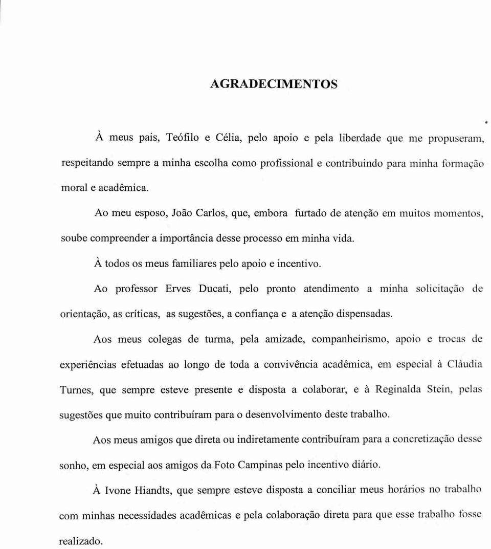 Ao professor Erves Ducati, pelo pronto atendimento a minha solicitação de orientação, as criticas, as sugestões, a confiança e a atenção dispensadas.