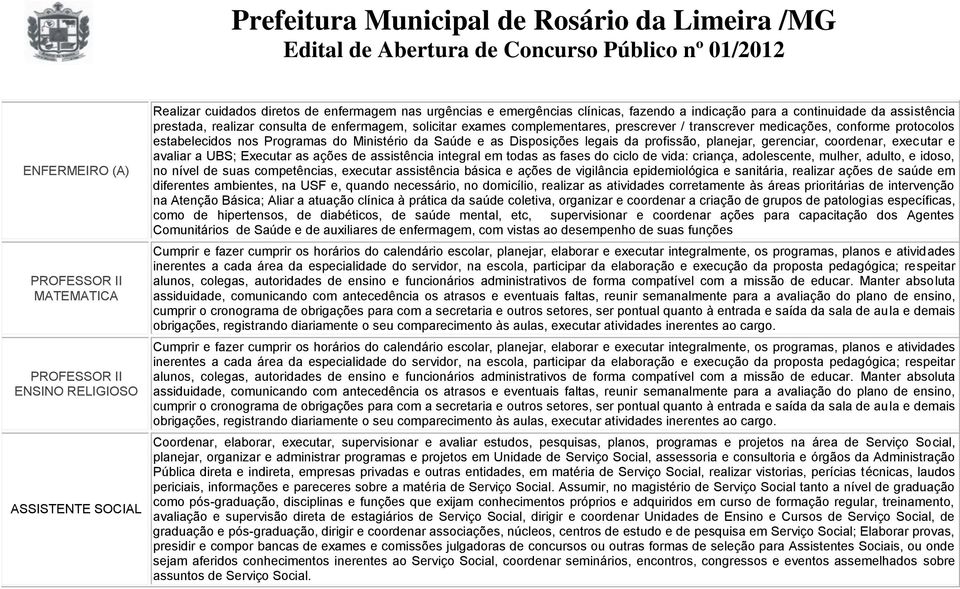 Ministério da Saúde e as Disposições legais da profissão, planejar, gerenciar, coordenar, executar e avaliar a UBS; Executar as ações de assistência integral em todas as fases do ciclo de vida: