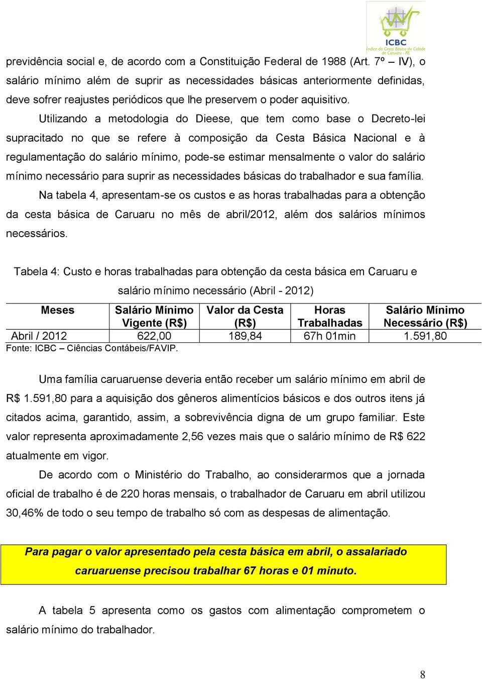 Utilizando a metodologia do Dieese, que tem como base o Decreto-lei supracitado no que se refere à composição da Cesta Básica Nacional e à regulamentação do salário mínimo, pode-se estimar