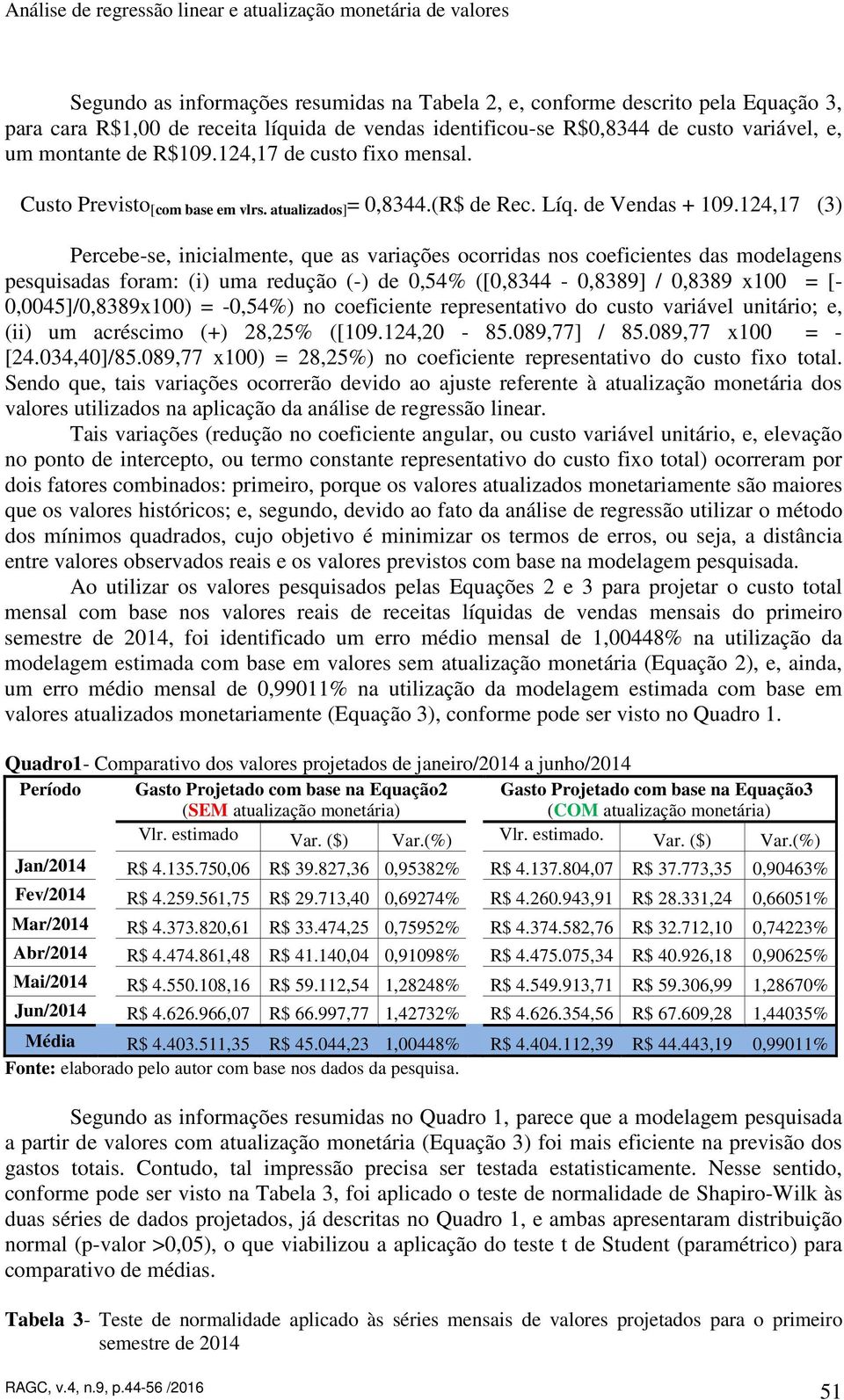 124,17 (3) Percebe-se, inicialmente, que as variações ocorridas nos coeficientes das modelagens pesquisadas foram: (i) uma redução (-) de 0,54% ([0,8344-0,8389] / 0,8389 x100 = [- 0,0045]/0,8389x100)